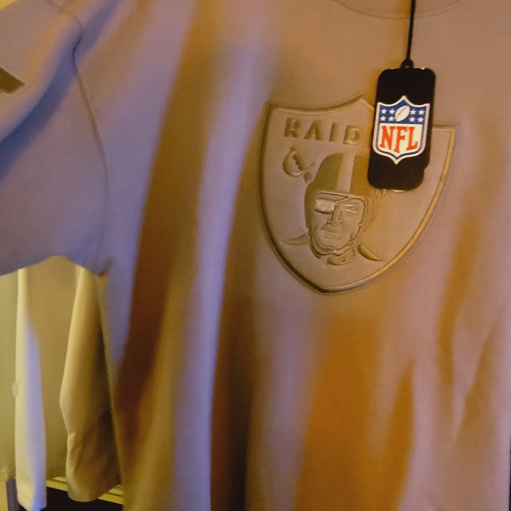 NFL Taupe  Sweatshirt with Raiders Logo L